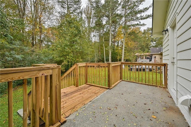 51 Ezzard St, Lawrenceville, GA 30046 - wooden terrace with view of wooded area