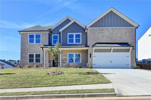 58 Longhorn Way, Auburn, GA 30011 - craftsman inspired home with a garage, board and batten siding, concrete driveway, and a front lawn