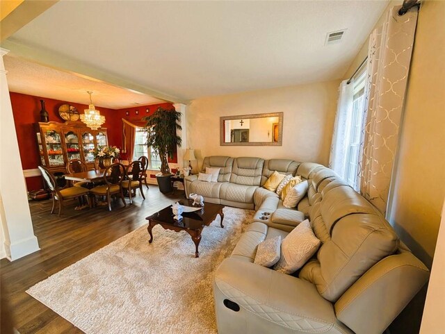 640 Dahoma Trl, Woodstock, GA 30188 - living area with a chandelier and wood finished floors