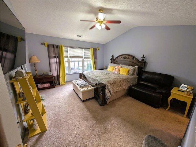 640 Dahoma Trl, Woodstock, GA 30188 - bedroom featuring vaulted ceiling, carpet, a ceiling fan, and a textured ceiling