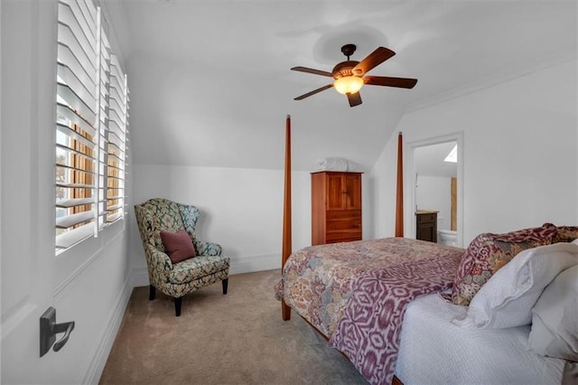 89 Somerset Ln, Cartersville, GA 30121 - carpeted bedroom featuring lofted ceiling, a ceiling fan, and baseboards