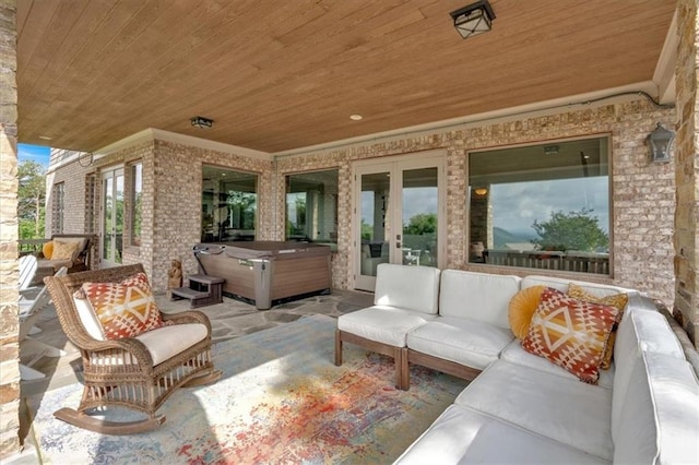 89 Somerset Ln, Cartersville, GA 30121 - view of patio / terrace with french doors, a hot tub, and an outdoor hangout area