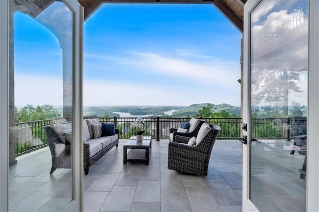 89 Somerset Ln, Cartersville, GA 30121 - view of patio / terrace featuring an outdoor hangout area and a mountain view