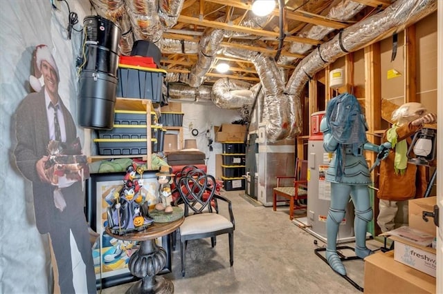 89 Somerset Ln, Cartersville, GA 30121 - unfinished basement featuring a central vacuum unit, heating unit, and water heater