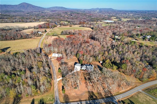 drone / aerial view featuring a mountain view