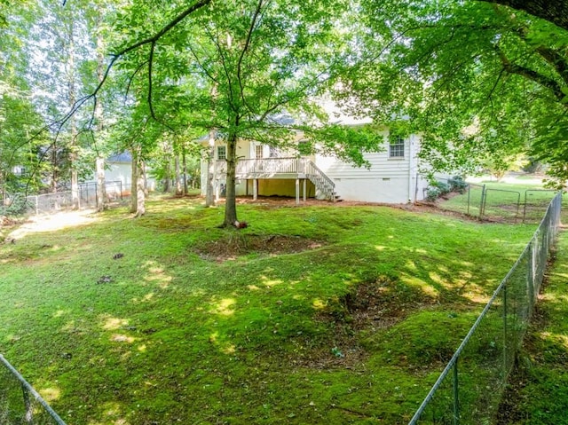 215 Twin Creek Shrs, Athens, GA 30605 - fenced backyard with stairs and a wooden deck
