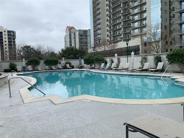 view of pool featuring a patio