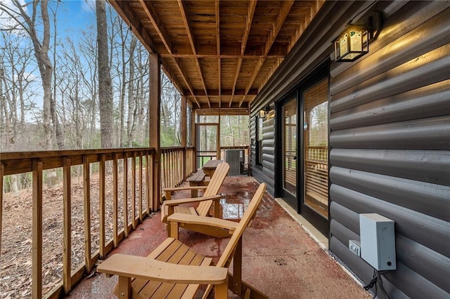 wooden deck with central AC