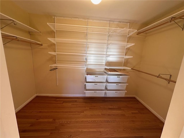 spacious closet with wood finished floors