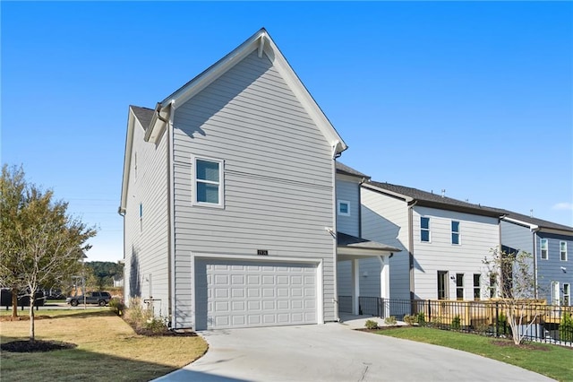 exterior space featuring a yard and a garage