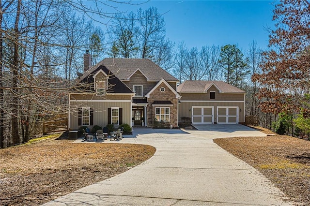 view of front of property with a garage