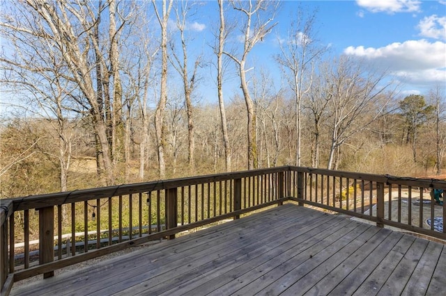 deck with a view of trees