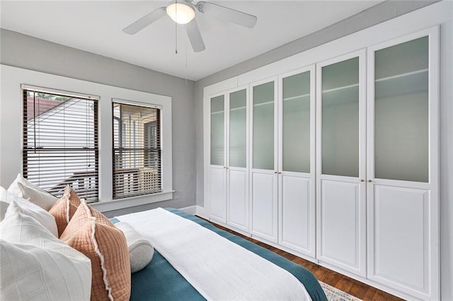 628 Home Ave SE, Atlanta, GA 30312 - bedroom with dark wood-style flooring and ceiling fan