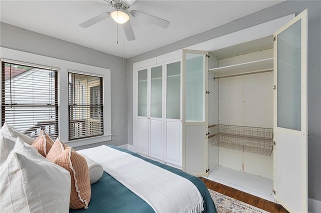 628 Home Ave SE, Atlanta, GA 30312 - bedroom with wood finished floors, baseboards, and a ceiling fan