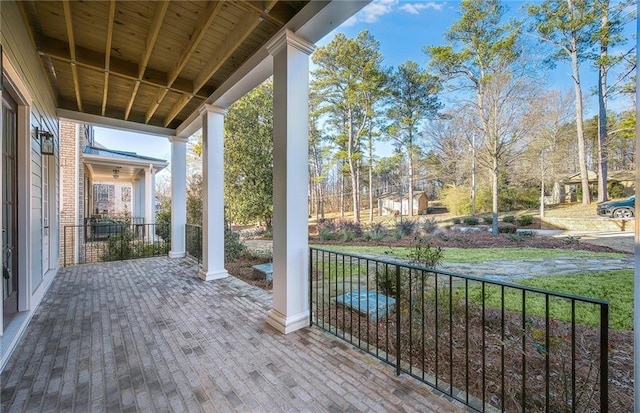 wooden deck with covered porch