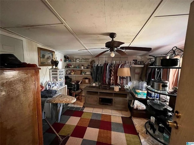 storage with a ceiling fan