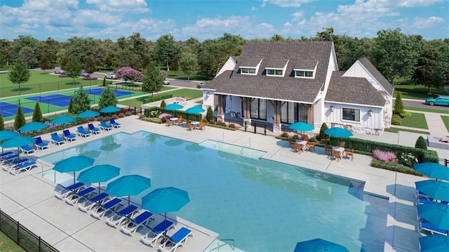 view of pool featuring a patio area