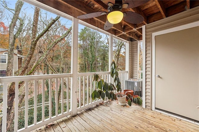 511 Barrington Hills Dr, Atlanta, GA 30350 - wooden terrace with a ceiling fan and cooling unit