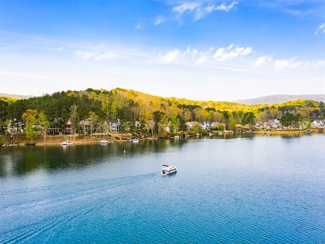 property view of water with a view of trees