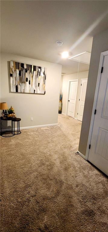 basement with carpet flooring