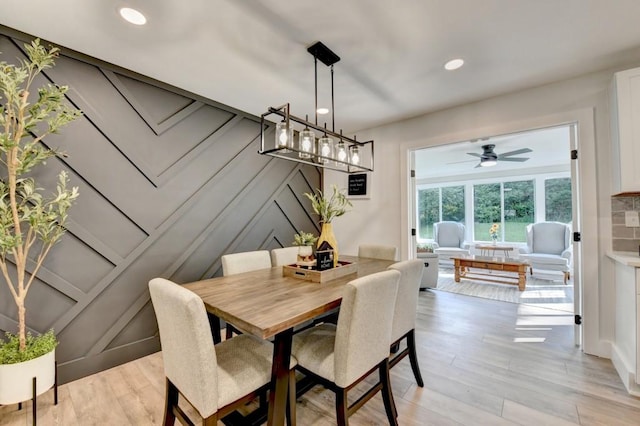 5441 E Main St, Flowery Branch, GA 30542 - dining space featuring light wood-style floors, recessed lighting, and ceiling fan