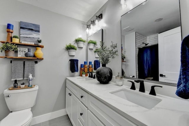 5441 E Main St, Flowery Branch, GA 30542 - bathroom with double vanity and curtained shower
