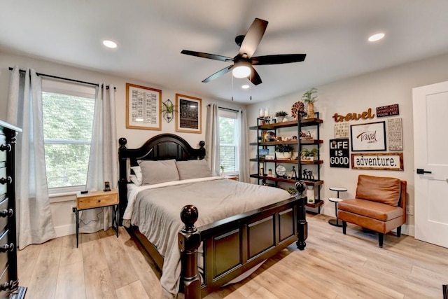 5441 E Main St, Flowery Branch, GA 30542 - bedroom with light wood-style floors, recessed lighting, and ceiling fan