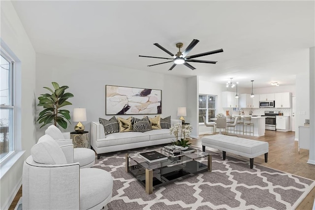 living room featuring light hardwood / wood-style floors