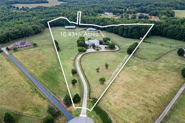 aerial view with a rural view