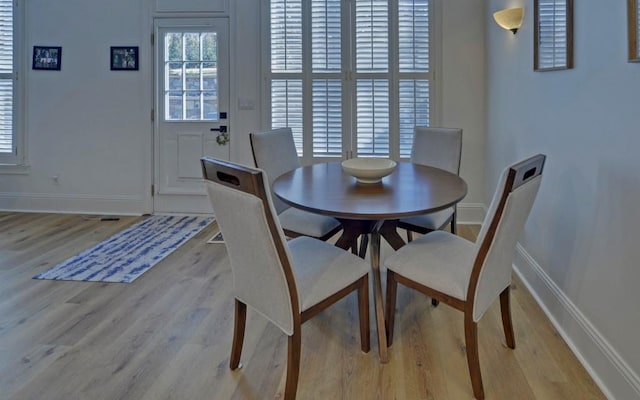 dining room featuring light hardwood / wood-style floors