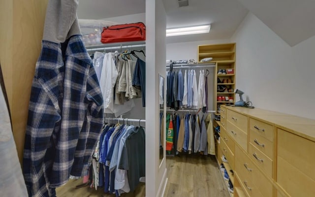 spacious closet with light wood-type flooring