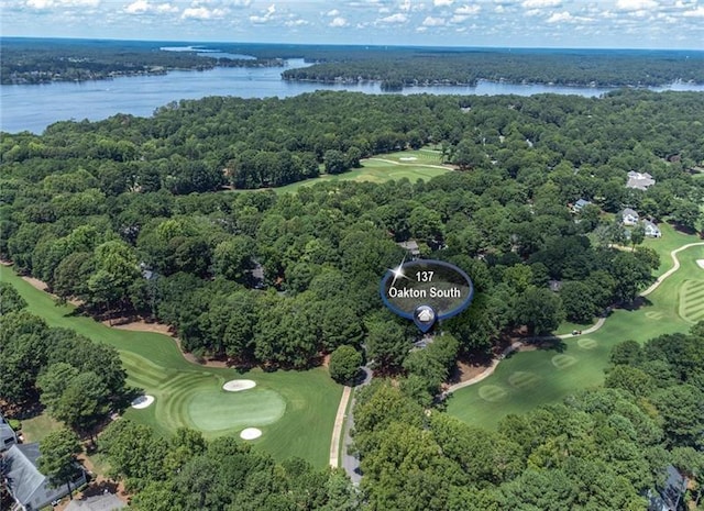 137 Oakton S, Eatonton, GA 31024 - birds eye view of property with a forest view, view of golf course, and a water view