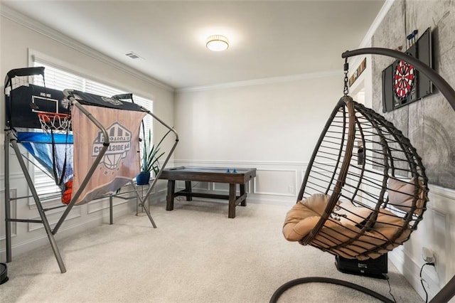 297 Aylesbury Blvd, Mcdonough, GA 30252 - exercise room with carpet flooring, crown molding, and wainscoting