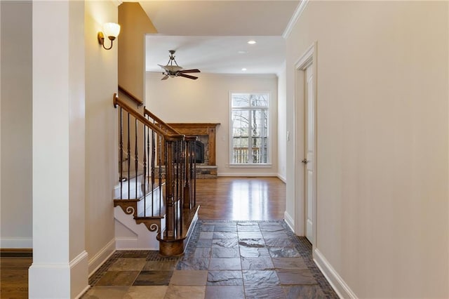 corridor with crown molding