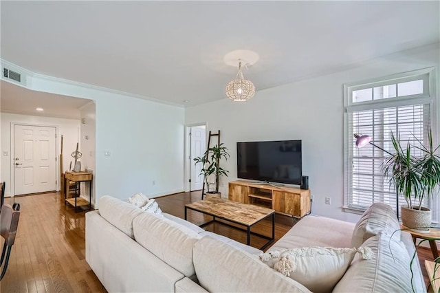 living room with wood-type flooring