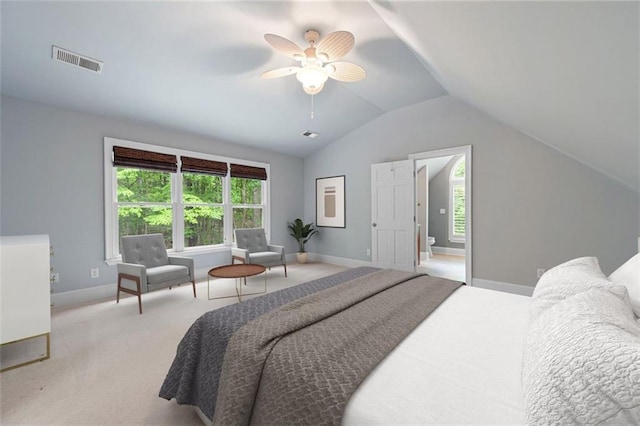 465 Willowbrook Dr SE, Smyrna, GA 30082 - bedroom featuring carpet flooring, lofted ceiling, baseboards, and ceiling fan