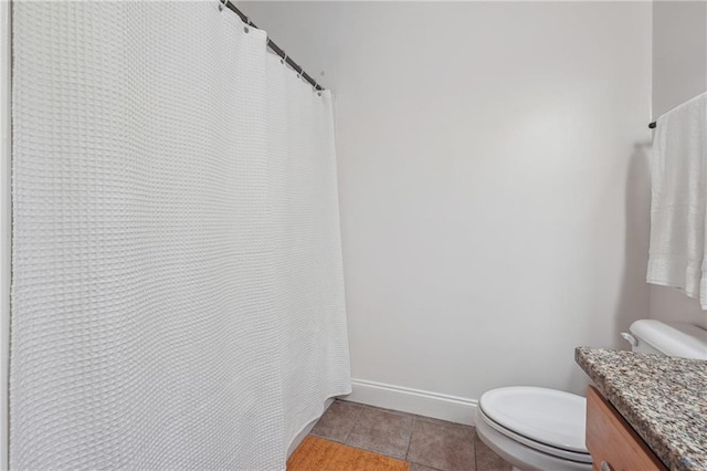 bathroom featuring tile patterned flooring, vanity, and toilet