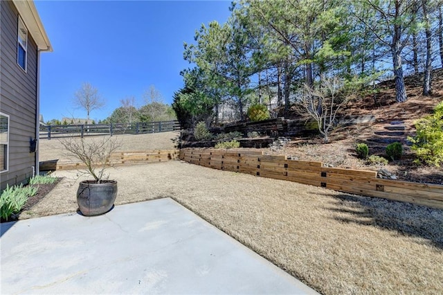 view of yard with a patio and a fenced backyard