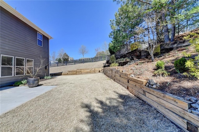 view of yard with a patio area and fence