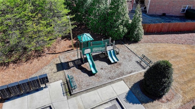 exterior space featuring mail area and a playground