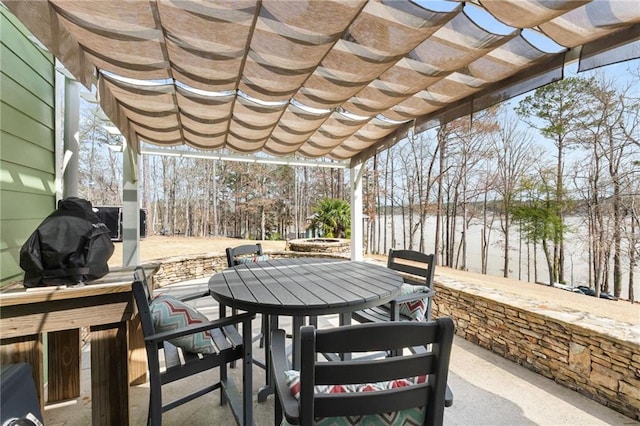150 Crestview Rd, Jackson, GA 30233 - view of patio featuring outdoor dining area, a pergola, and a water view