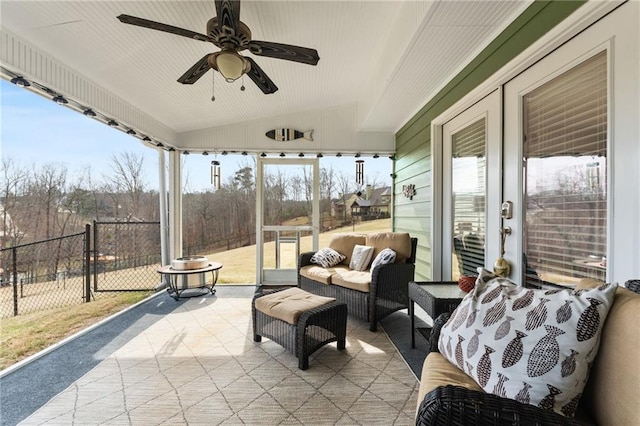 150 Crestview Rd, Jackson, GA 30233 - view of patio / terrace featuring fence, ceiling fan, and an outdoor hangout area