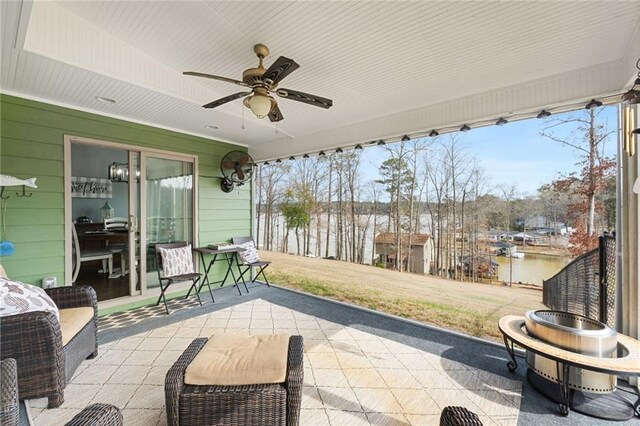 150 Crestview Rd, Jackson, GA 30233 - view of patio / terrace featuring a ceiling fan and a water view
