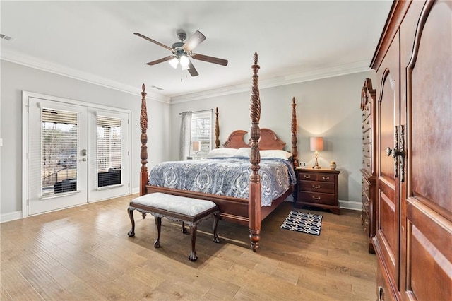 150 Crestview Rd, Jackson, GA 30233 - bedroom with access to outside, crown molding, french doors, light wood finished floors, and baseboards