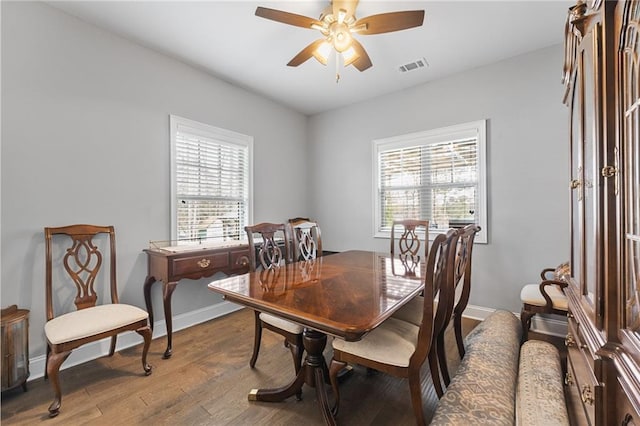150 Crestview Rd, Jackson, GA 30233 - dining space with wood finished floors, ceiling fan, and baseboards
