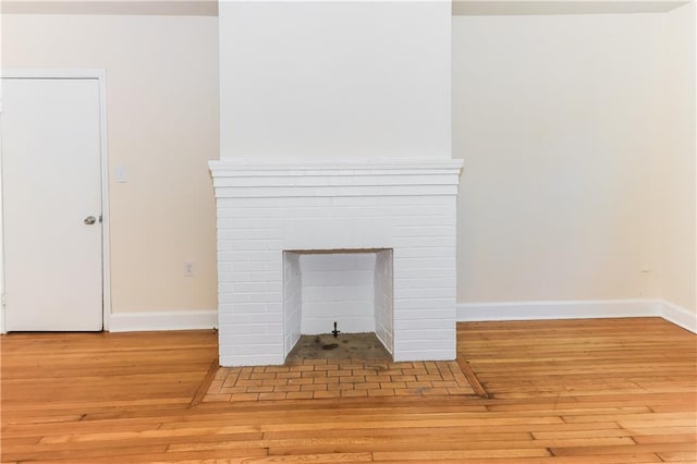 details featuring wood-type flooring and a fireplace