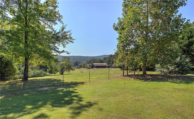 view of yard featuring a mountain view