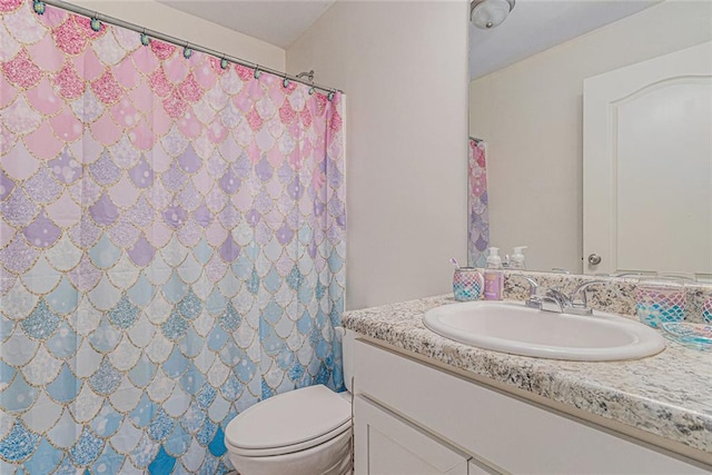 1549 Miller Valley Dr, Bethlehem, GA 30620 - bathroom featuring vanity, toilet, and a shower with curtain