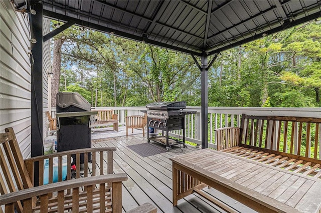 1549 Miller Valley Dr, Bethlehem, GA 30620 - wooden terrace featuring view of wooded area and grilling area