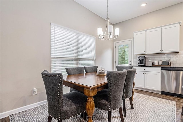 1549 Miller Valley Dr, Bethlehem, GA 30620 - dining room featuring a chandelier, wood finished floors, baseboards, and recessed lighting